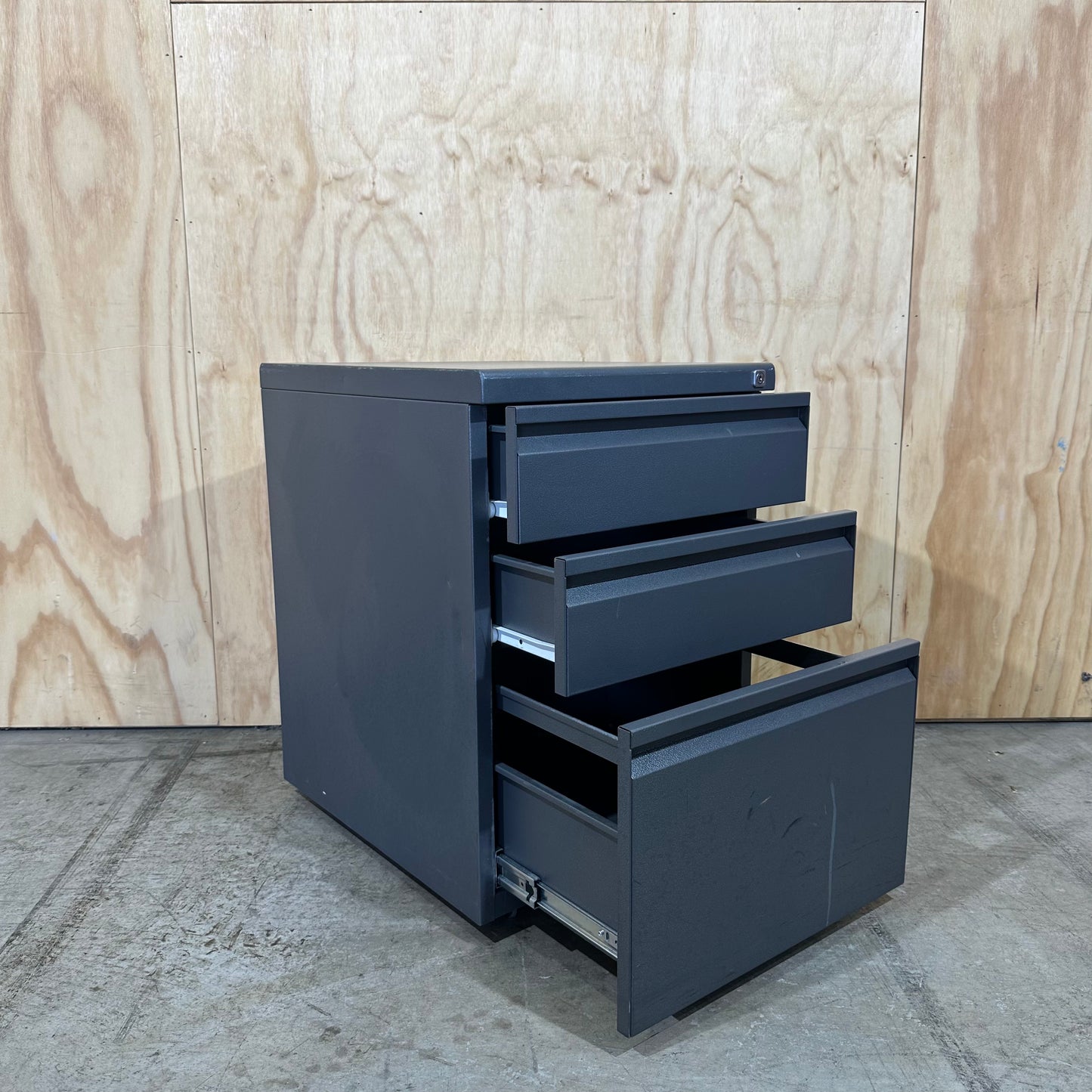 Grey Metal 3 Drawer Pedestal