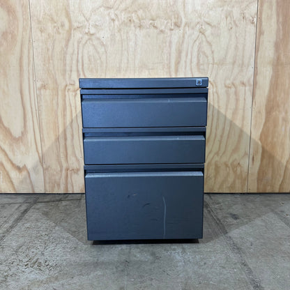 Grey Metal 3 Drawer Pedestal