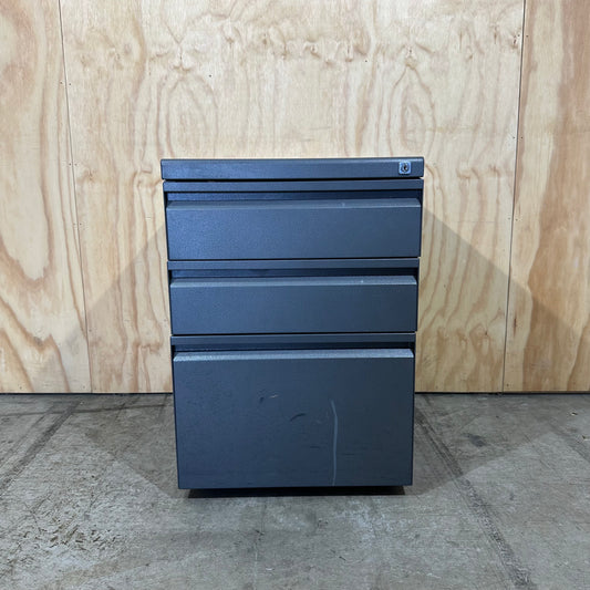 Grey Metal 3 Drawer Pedestal