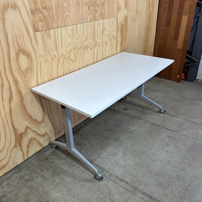White Flip Desk on Castors