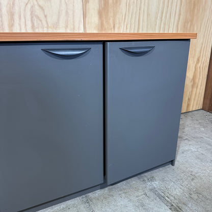 Charcoal sideboard with timber veneer benchtop