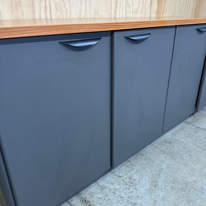 Charcoal sideboard with timber veneer benchtop