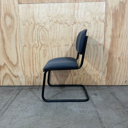 Navy upholstered sled base visitor chair