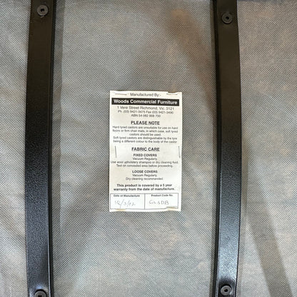 Red upholstered sled chair