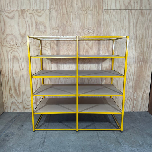 Industrial four-tier double-bay boltless shelving unit