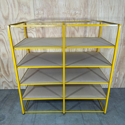 Industrial four-tier double-bay boltless shelving unit