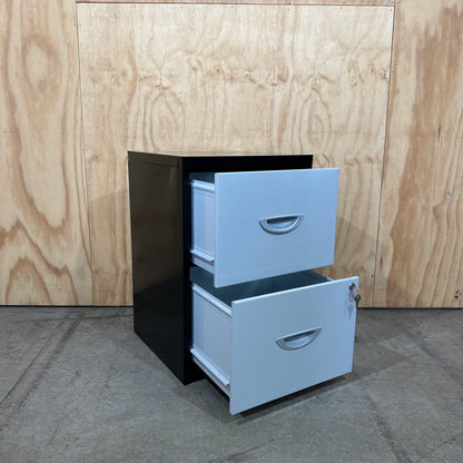 Black and White Two Drawer Filing Cabinet