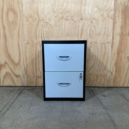 Black and White Two Drawer Filing Cabinet