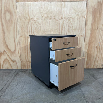 Wooden Veneer/Charcoal Pedestal