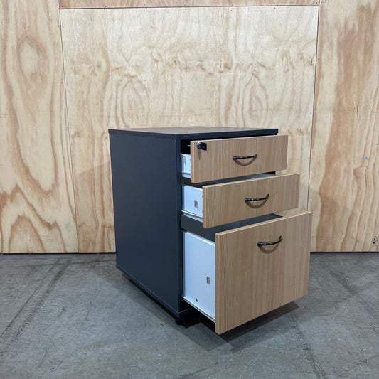 Wooden Veneer/Charcoal Pedestal