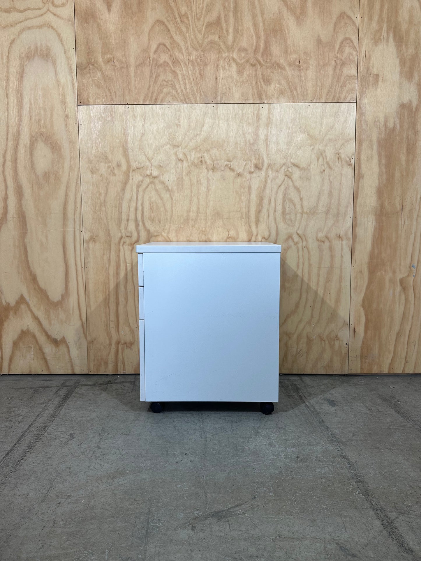 White Three Drawer Pedestal