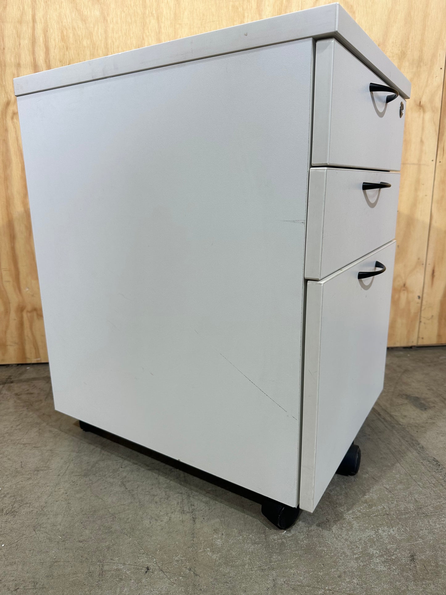 White Three Drawer Pedestal