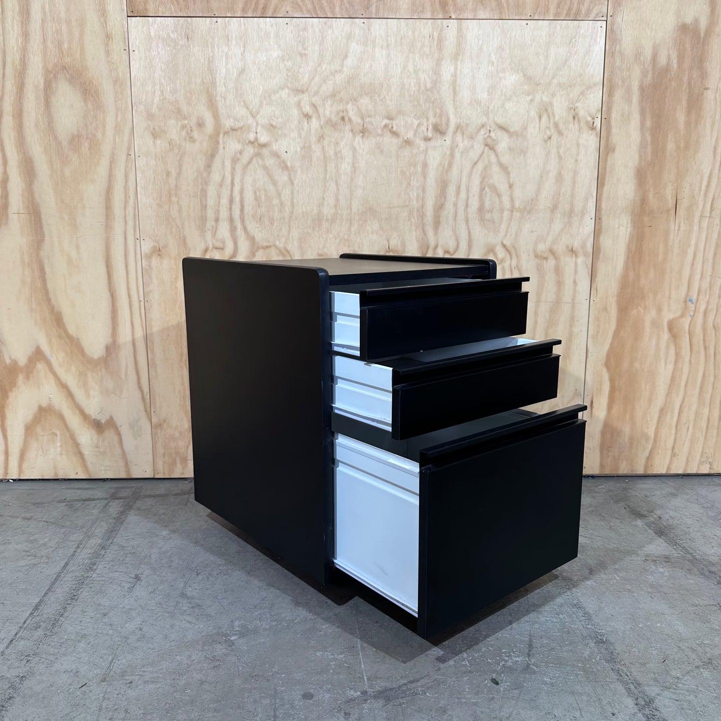 Black Three-Drawer Mobile Pedestal