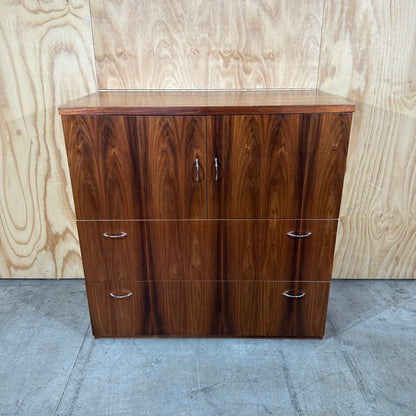 Mid-Century Modern Wood Veneer Tallboy Cabinet