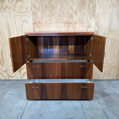 Mid-Century Modern Wood Veneer Tallboy Cabinet