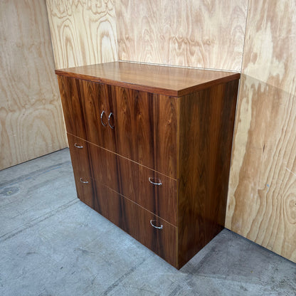Mid-Century Modern Wood Veneer Tallboy Cabinet