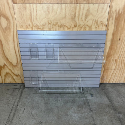 Slatwall Display Panel with Acrylic Fixtures
