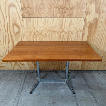 Wooden Veneer Table with Chrome Base