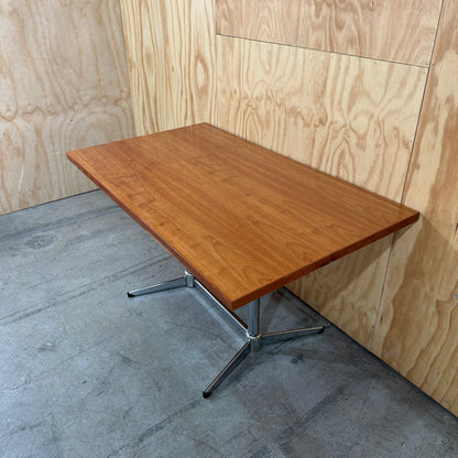 Wooden Veneer Table with Chrome Base