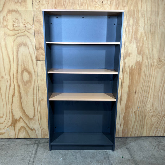 Charcoal and Wooden Veneer Bookshelf