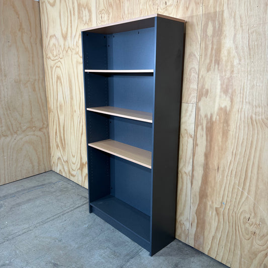 Charcoal and Wooden Veneer Bookshelf