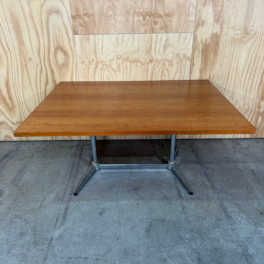 Large Wooden Veneer Table with Chrome Legs