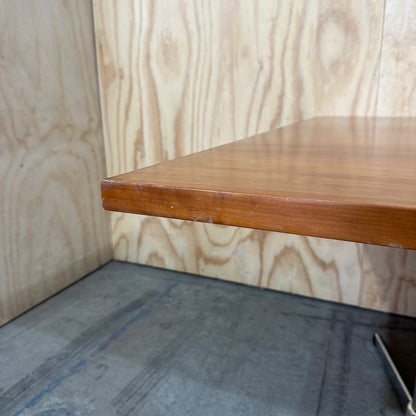 Large Wooden Veneer Table with Chrome Legs