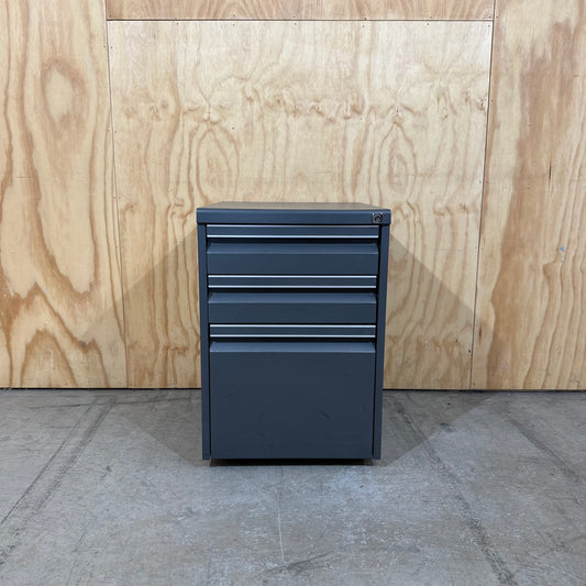 Dark Grey Metal Three Drawer Pedestal