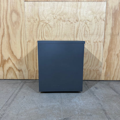 Dark Grey Metal Three Drawer Pedestal