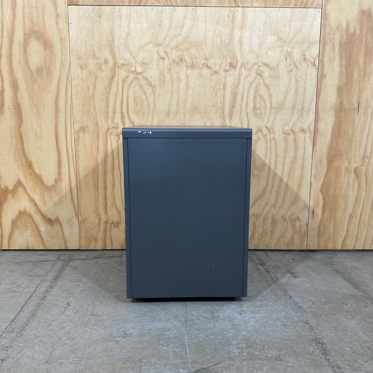 Dark Grey Metal Three Drawer Pedestal