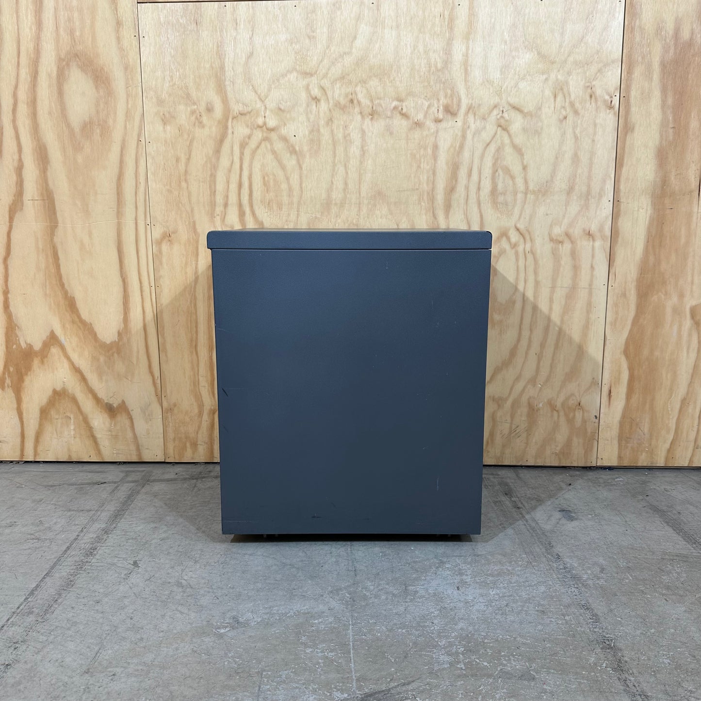 Dark Grey Metal Three Drawer Pedestal