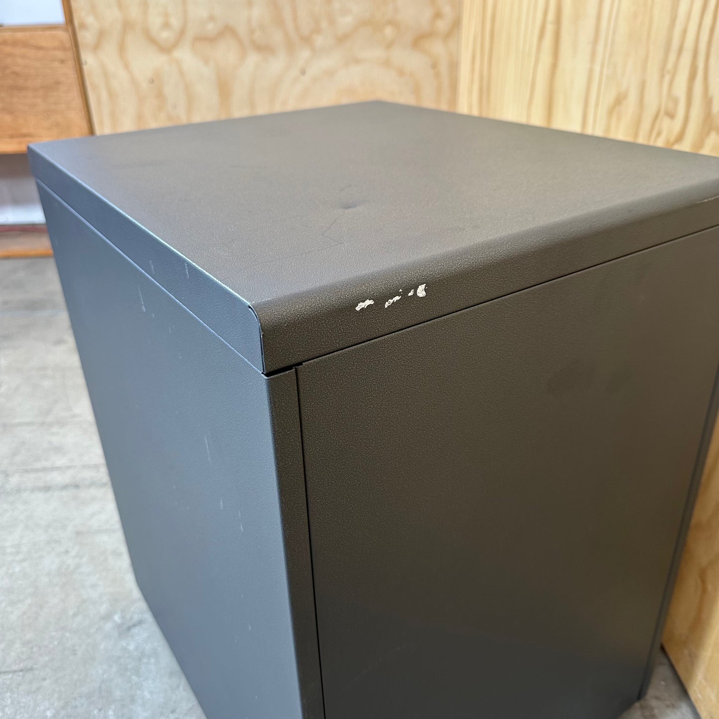 Dark Grey Metal Three Drawer Pedestal