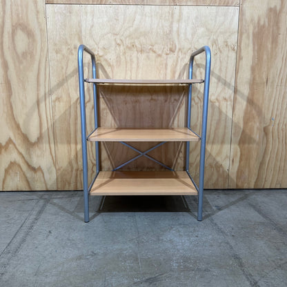 Three-Tier Metal and Wood Shelving Unit