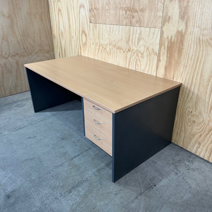 3 Drawer Beech & Charcoal Desk
