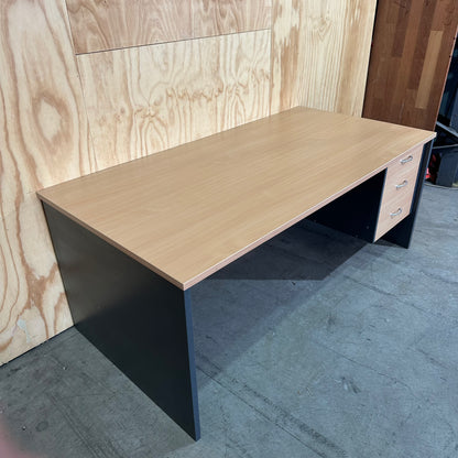 3 Drawer Beech & Charcoal Desk