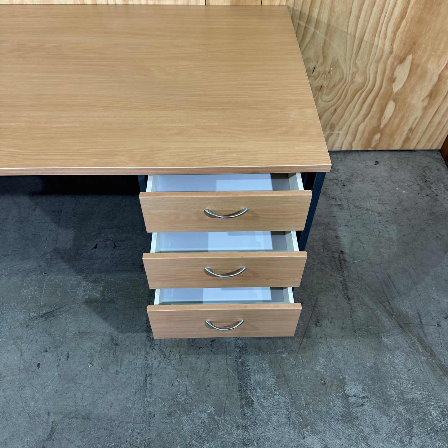 3 Drawer Beech & Charcoal Desk