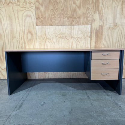 3 Drawer Beech & Charcoal Desk