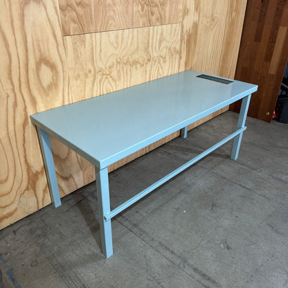 Teal Industrial Metal Work Table with Hole