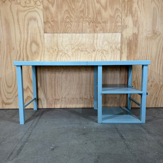 Teal Industrial Metal Work Desk