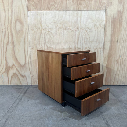 Four Drawer Mobile Pedestal in Dark Wood Veneer