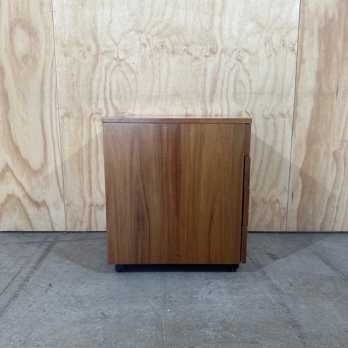 Four Drawer Mobile Pedestal in Dark Wood Veneer