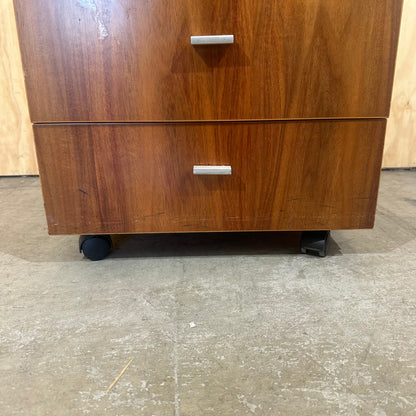Four Drawer Mobile Pedestal in Dark Wood Veneer