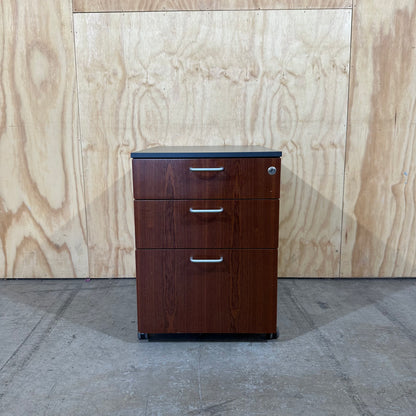 Charcoal and Dark Wood Veneer Pedestal