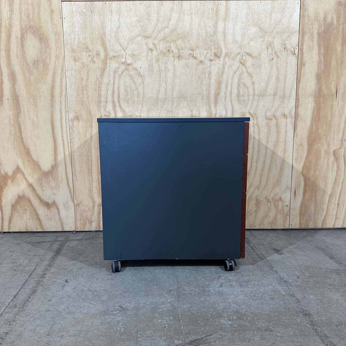 Charcoal and Dark Wood Veneer Pedestal