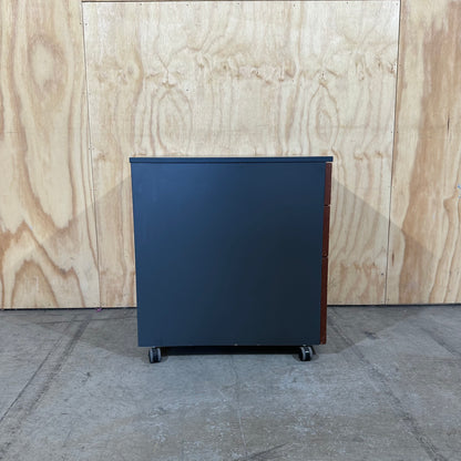 Charcoal and Dark Wood Veneer Pedestal