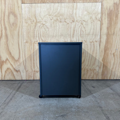 Charcoal and Dark Wood Veneer Pedestal