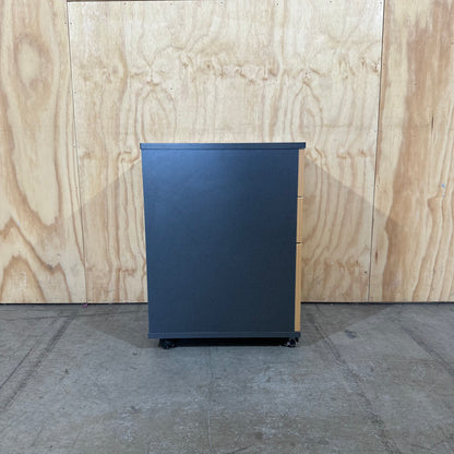 Wooden Veneer and Charcoal Pedestal