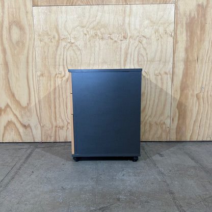 Wooden Veneer and Charcoal Pedestal