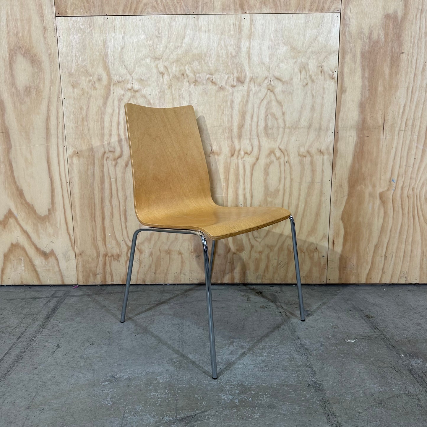 Wooden Chair with Chrome Legs