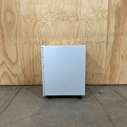 Metal Mobile Three Drawer Pedestal White